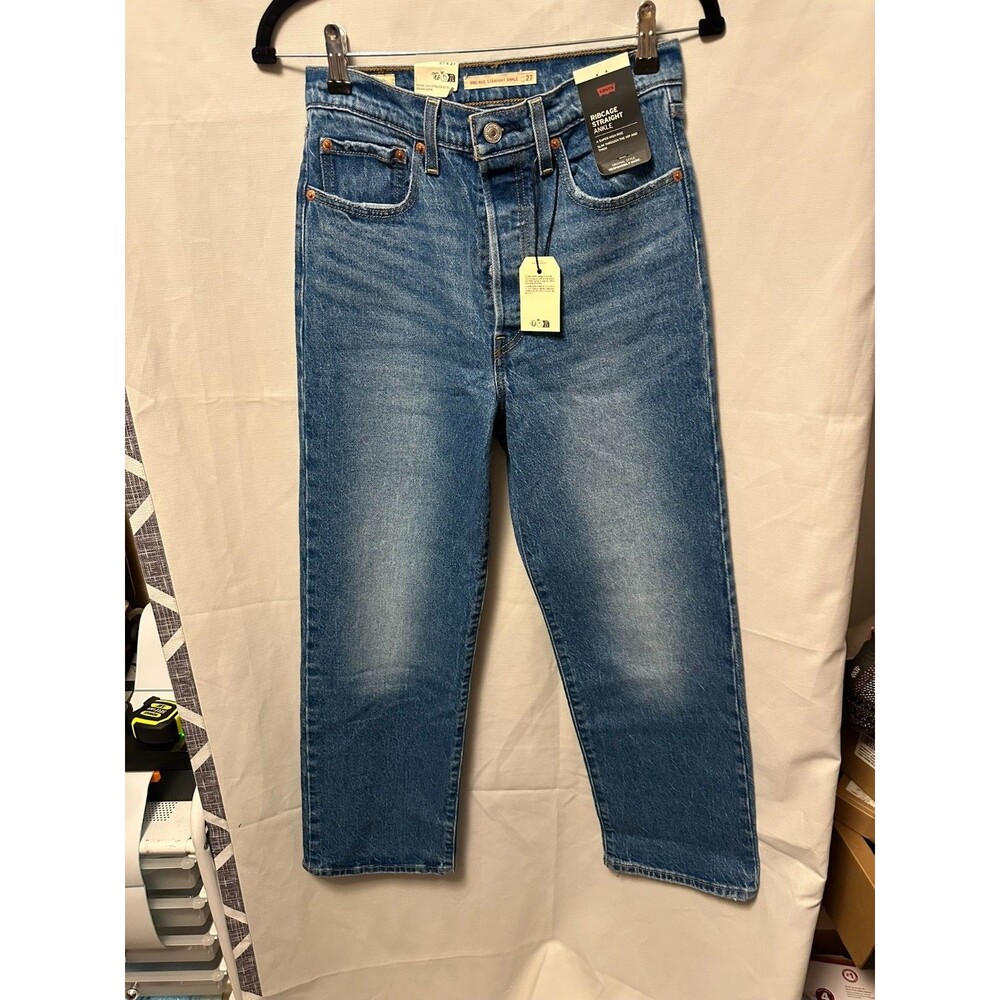 NWT Levi's Woman Ribcage Straight Ankle Jeans Super High Rise Size 27x27 Fly Bu